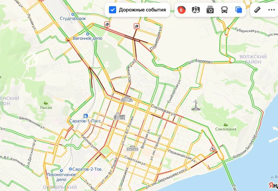 Карта саратова пробки сейчас онлайн на карте
