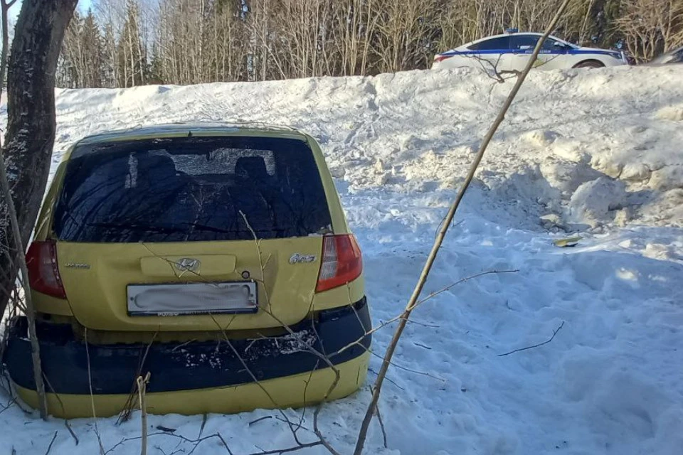 Автомобиль вылетел в кювет в Кесовогорском районе. Фото: УГИБДД по Тверской области
