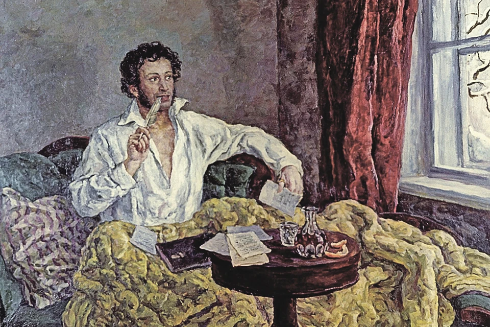Репродукция картины П. П. Кончаловского «Пушкин в Михайловском», 1940 г.