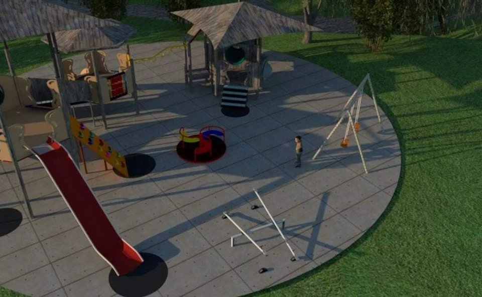 Проект детской площадки в новом парке у реки Милевки