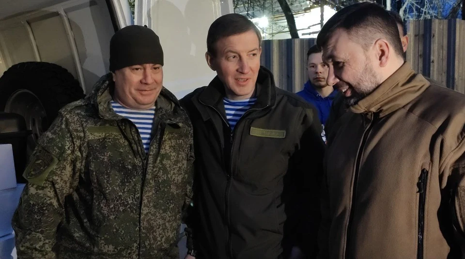 Большой друг Донбасса Андрей Турчак привез для 383-й Шахтерской дивизии беспилотники. Фото: Телеграм Дениса Пушилина