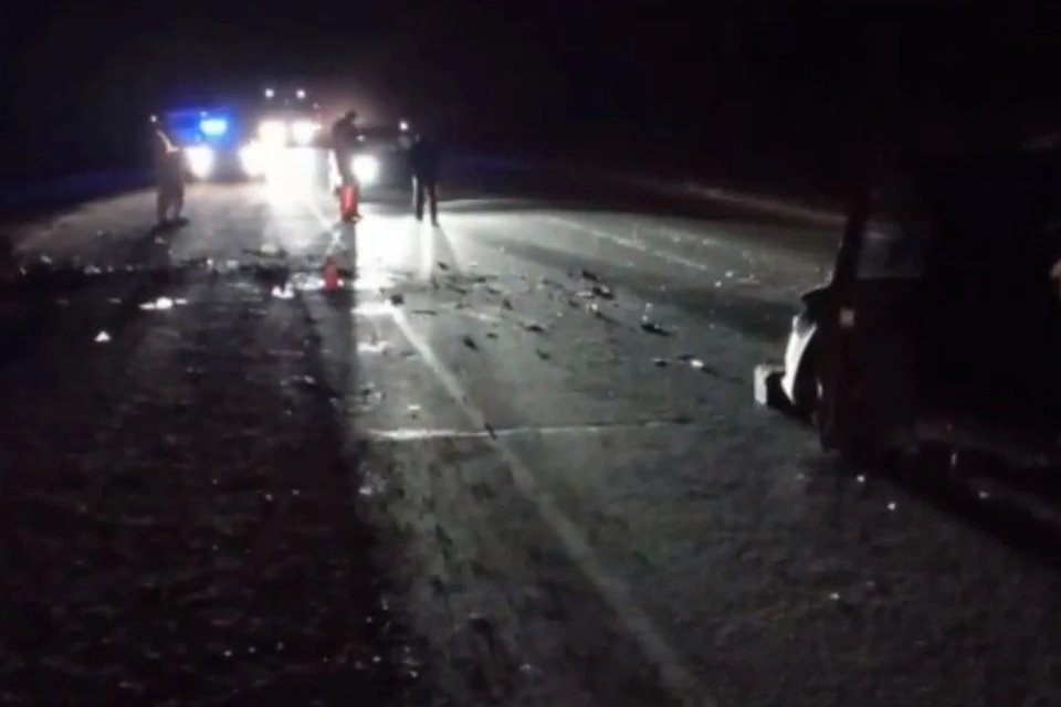 В МВД показали видео с места ДТП под Новосибирском, где погибли три человека. Фото: Кадр из видео\ГУ МВД по НСО