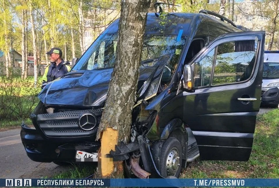 Под Минском водитель микроавтобуса не справился с управлением. Фото: МВД