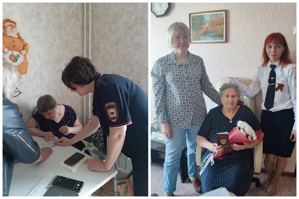 Паспорта привезли двум женщинам на дом. Фото: пресс-служба полиции Челябинской области.