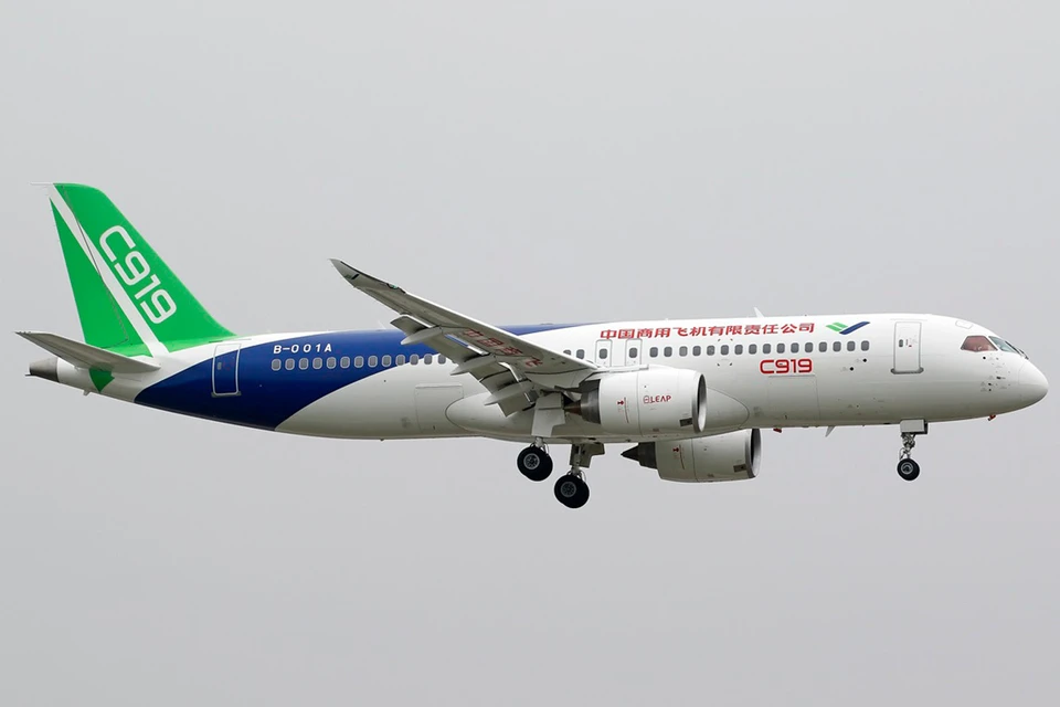 8 мая китайский среднемагистральный самолет C-919 совершил первый коммерческий рейс по маршруту Шанхай-Пекин. Фото: ru.wikipedia.org/airliners.net.