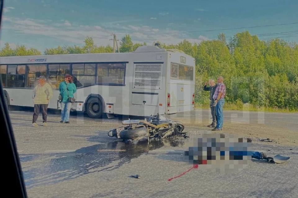 Водитель мотоцикла скончался до приезда скорой помощи. Фото: vk.com/murmansk.region
