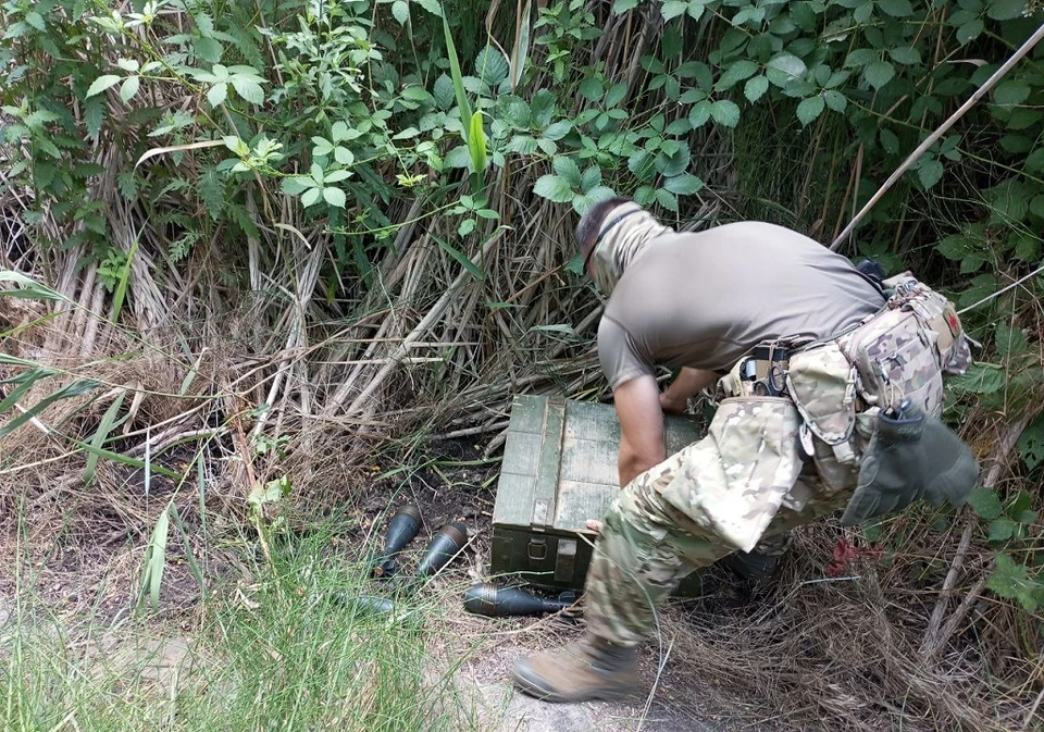 Полицейские ликвидировали схрон с боеприпасами. Фото: пресс-служба ГУ МВД по Херсонской области.