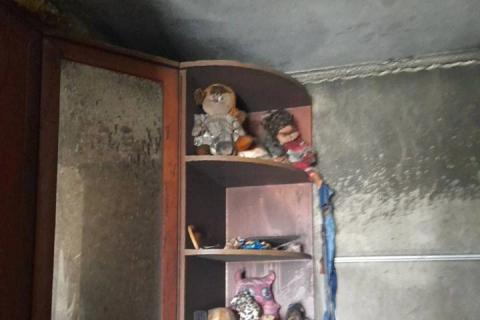 Комната, где был пожар.