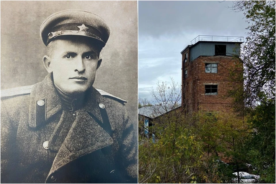 Молодой Михаил Пташинский и зерносушилка, которую он спроектировал.
