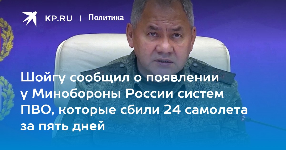 Шойгу сообщил о появлении у Минобороны России систем ПВО, которые сбили 24 самолета за пять дней