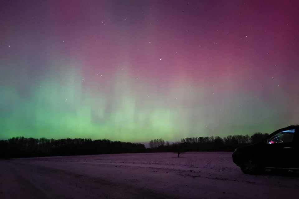 Жители Новосибирска сфотографировали северное сияние над городом. Фото: предоставлено Алексеем Поляковым.