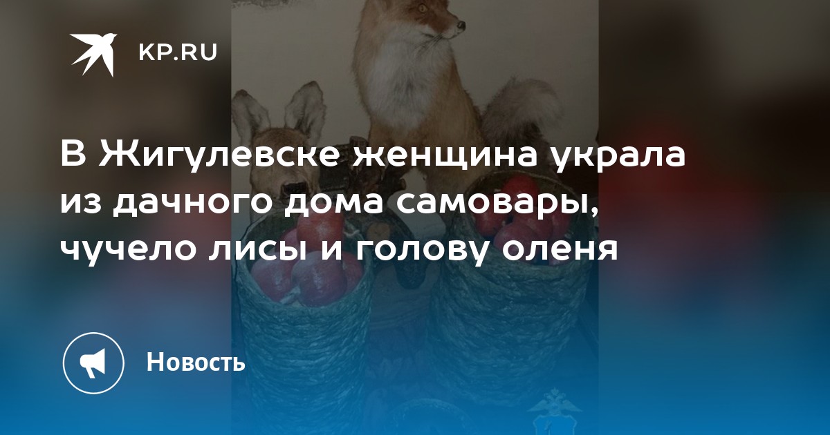 В Жигулевске женщина украла из дачного дома самовары, чучело лисы и