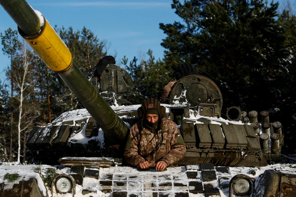 Украинский танкист на учениях в Черниговской области.
