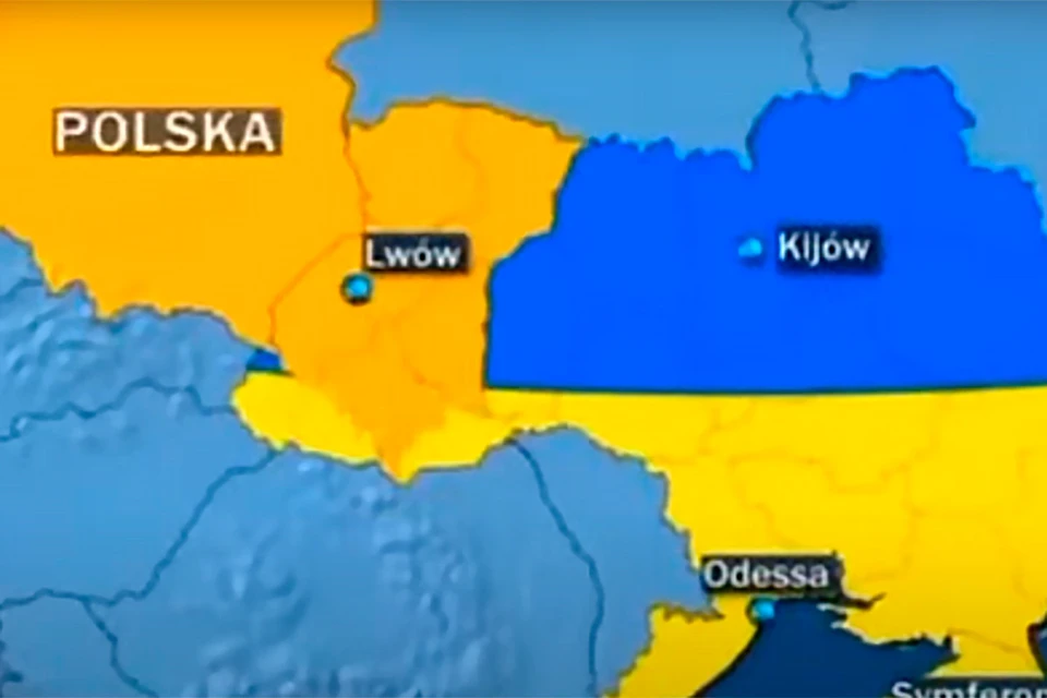 Польское телевидение показало карту, на которой польскими значатся уже пять областей Украины.