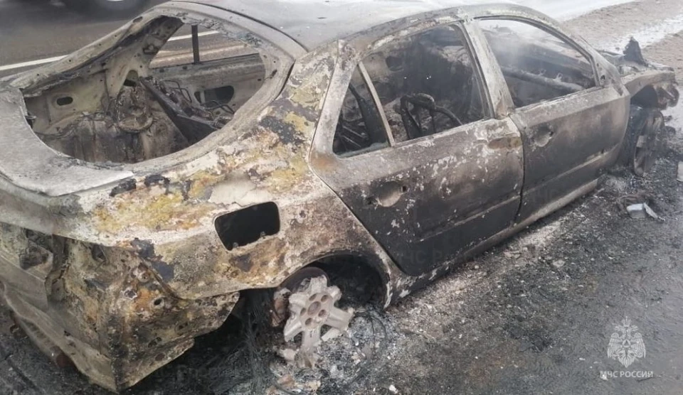 В Мещовском районе сгорела машина