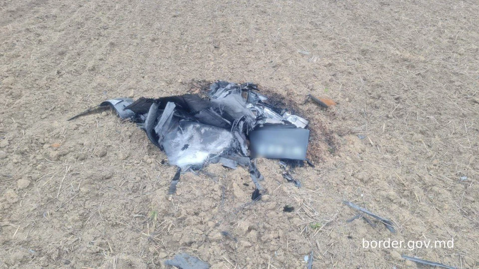 Молдавские пограничники обнаружили новые фрагменты упавшего беспилотника (Фото: Пограничная полиция).