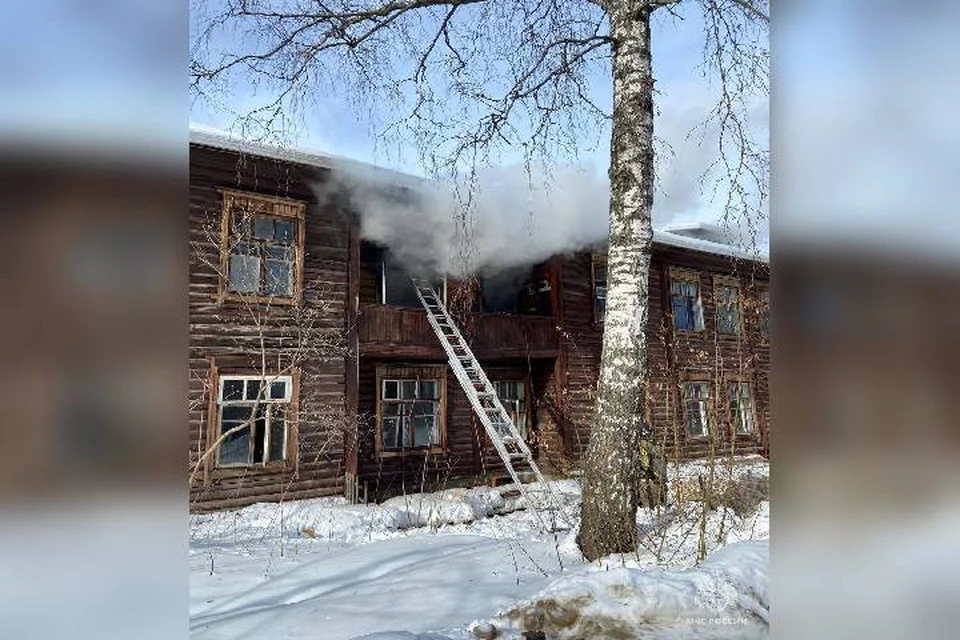 Расселенный деревянный дом горит на улице Усиевича в Нижнем Новгороде.