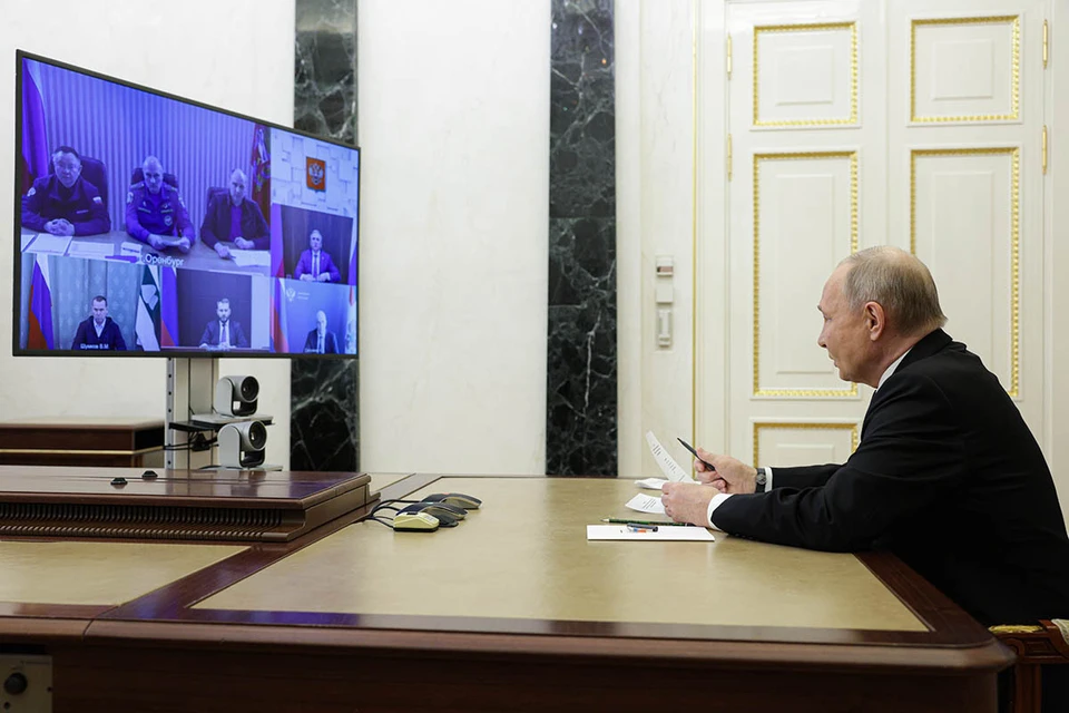 Президент провел совещание по ликвидации последствий паводка. Фото: Гавриил Григоров/пресс-служба президента РФ/ТАСС