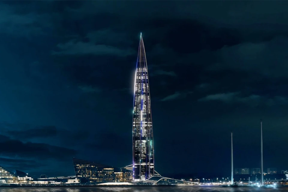 Подсветка украсит «Лахта Центр» в честь Дня космонавтики. Фото: t.me/lakhtacenter