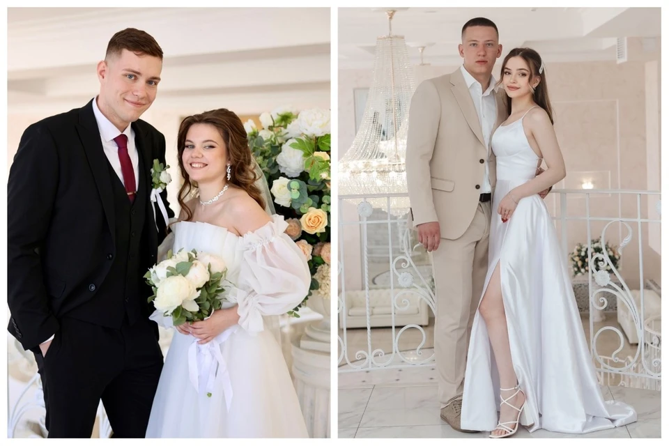 Новые супружеские пары, вступившие в брак во Дворце торжеств 25 мая. Фото: ГУ ЗАГС Рязанской области.