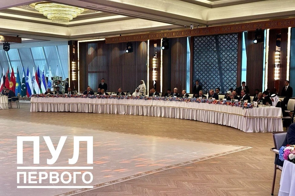 Лидеры стран-членов ШОС на официальном приеме. Фото: телеграм-канал «Пул Первого».