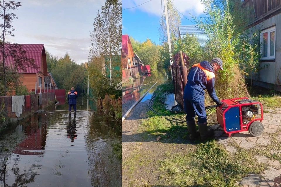 В Новосибирске спасатели третий день откачивают воду в Первомайском районе. Фото: Спасатели МАСС