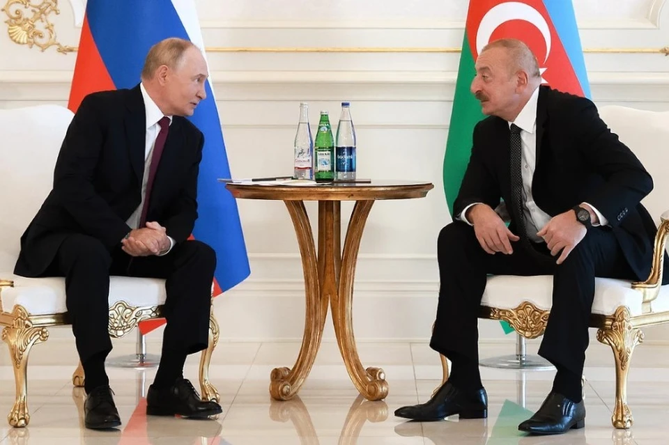 Владимир Путин встретился с главой Азербайджана Алиевым в Кремле, фото: Вячеслав Прокофьев/ТАСС/пресс-служба президента РФ