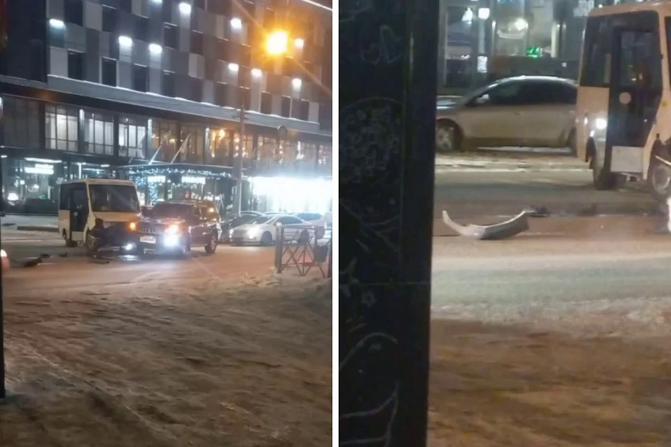 Джип и маршрутка столкнулись в Новосибирске. Фото: читатель КП-Новосибирск