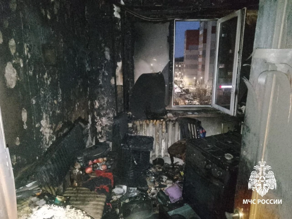 Манипуляции со спиртом при готовке обернулись пожаром в рязанской многоэтажке. Фото: ГУ МЧС по Рязанской области.