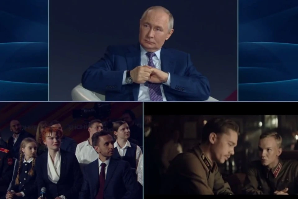 Актёр Машков показал Путину фрагмент фильма «В списках не значился», фото: кадр из видео