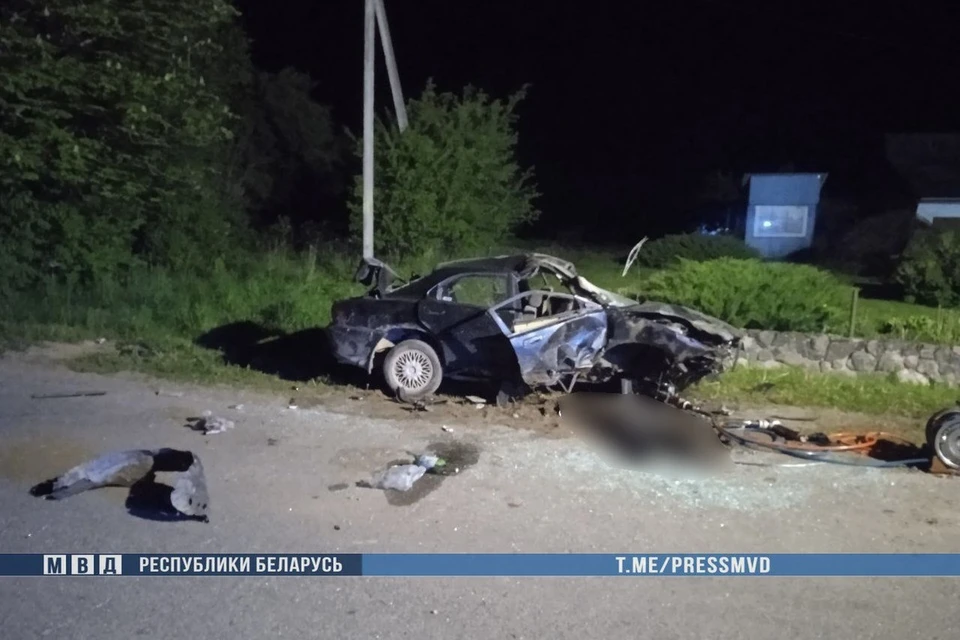 В Браславском районе водитель автомобиля врезался в велосипедиста, два человека погибли. Фото: телеграм-канал МВД Беларуси