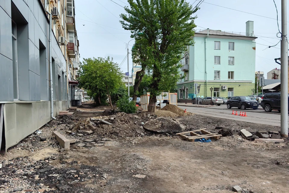 В историческом центре Красноярска ремонтируют коммунальные сети. Фото: мэрия