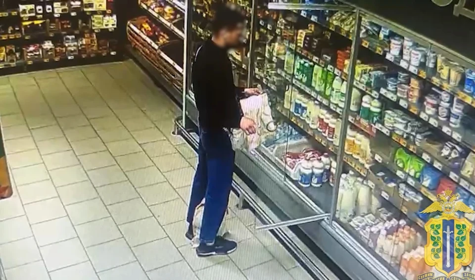 Полицейские задержали подозреваемого в краже и доставили в отдел полиции. Скриншот видео УМВД России по Липецкой области.