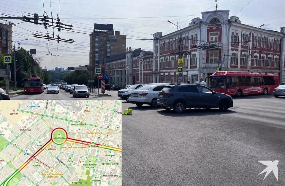 ДТП на Гагарина: в Калуге образовался многокилометровый затор.