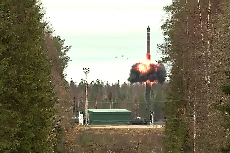 Архангельская область. Пуск межконтинентальной баллистической ракеты на космодроме Плесецк. Снимок с видео. Минобороны РФ/ТАСС