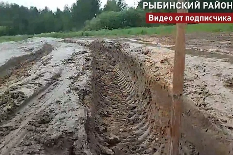 Езить по такой дороге невозможно. Скриншот с видео, ОНФ по Ярославской области