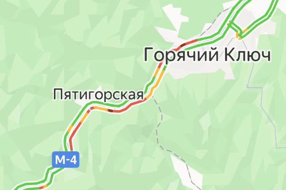 Пробки у Горячего Ключа Фото: «Яндекс.Карты»