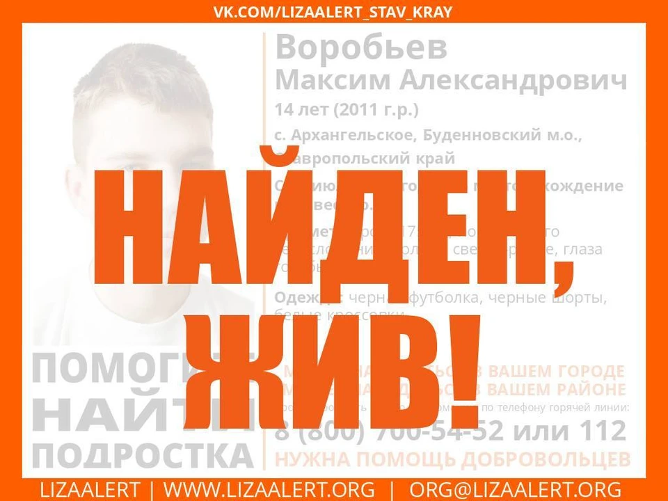 Подросток пропал 11 июля 2025 года. Фото: поисково-спасательный отряд «ЛизаАлерт»