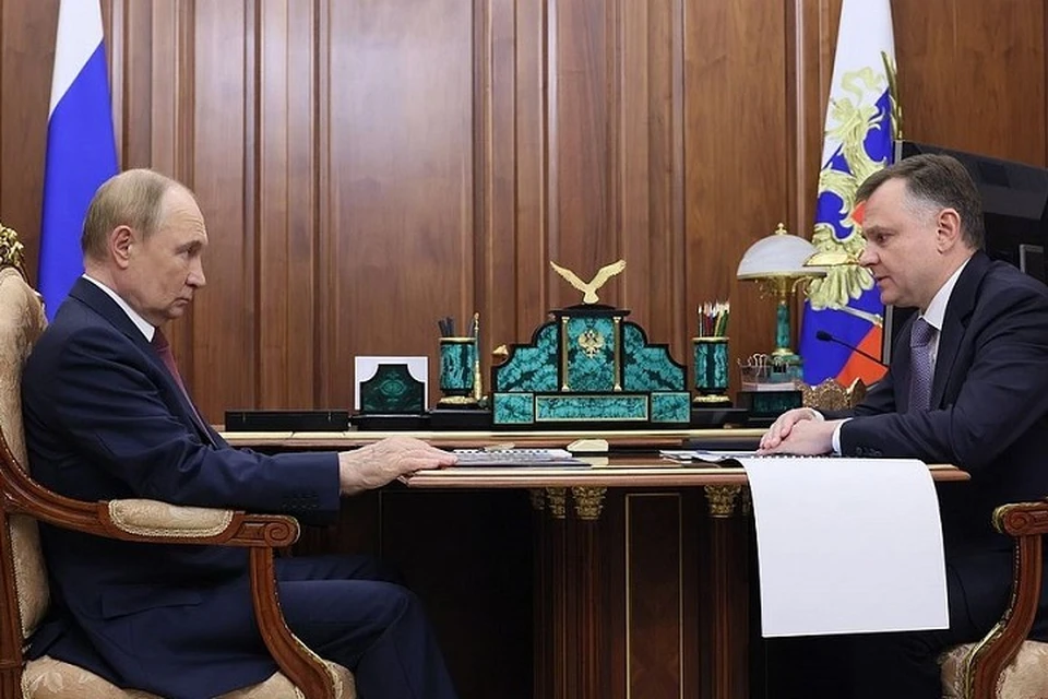 Рабочая встреча Владимира Путина и Юрия Слюсаря состоялась в Кремле. Фото: пресс-служба президента Российской Федерации