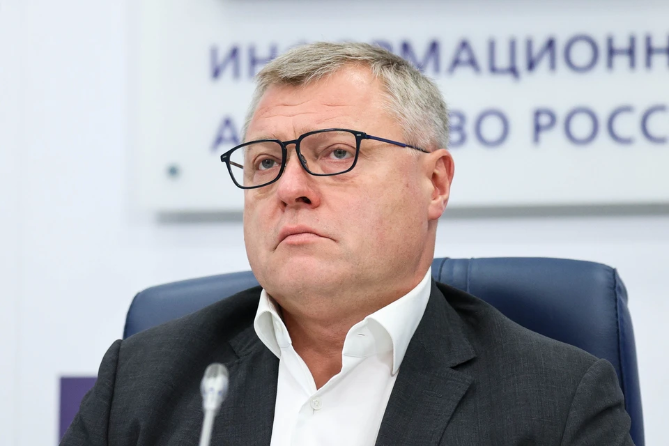 Губернатор Астраханской области Игорь Бабушкин на пресс-конференции, посвященной проведению в Астрахани Х Каспийского медиафорума. Фото: Валерия Калугина/ТАСС