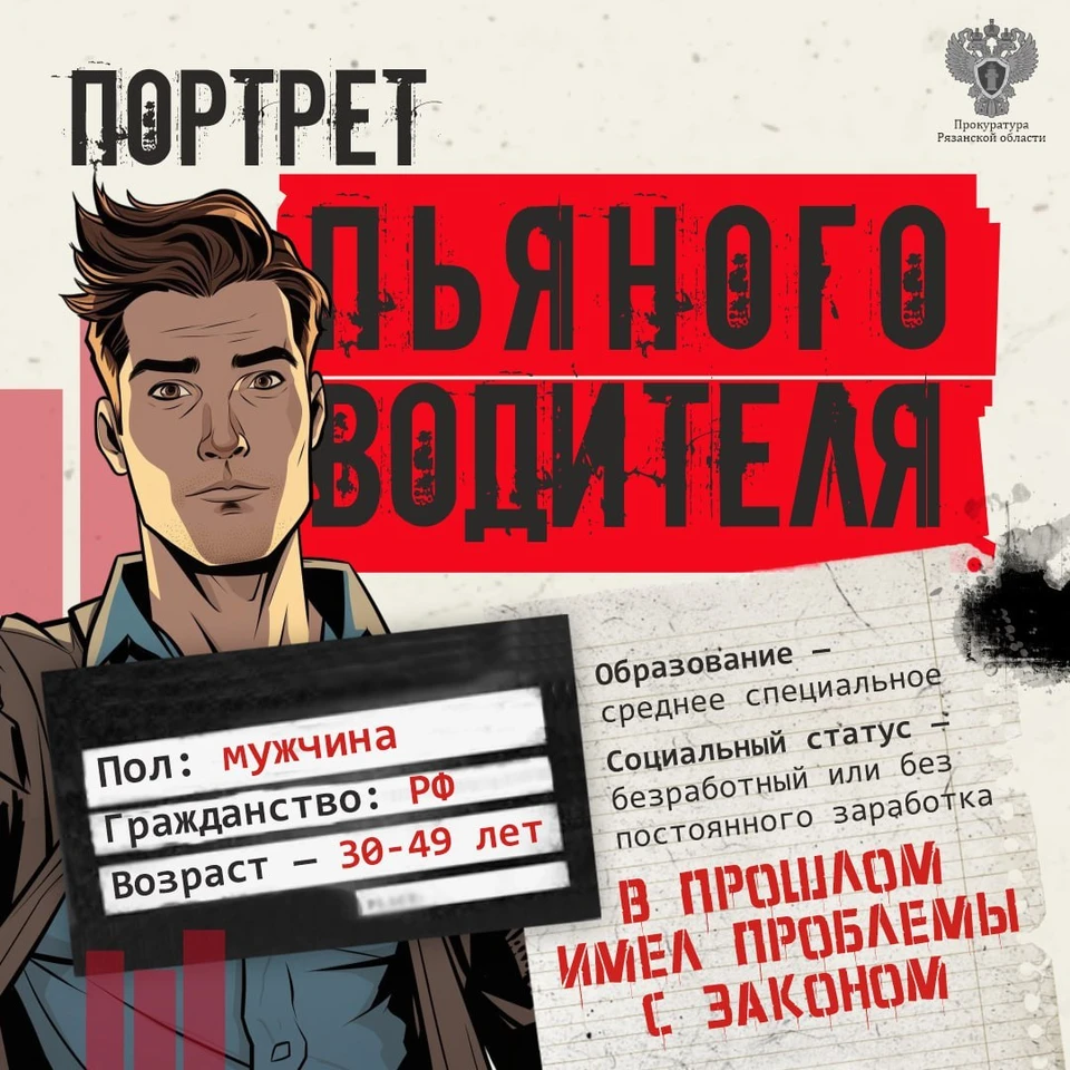 Портрет пьяного рязанца за рулем авто.