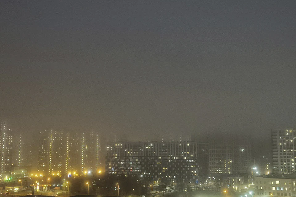 Туман скрыл высотки Петербурга.