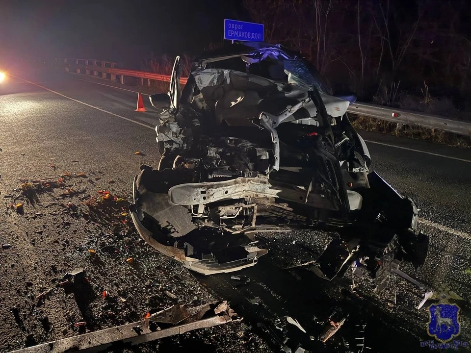 Водитель иномарки не заметил в темноте стоящего на дороге мужчину и его автомобиль