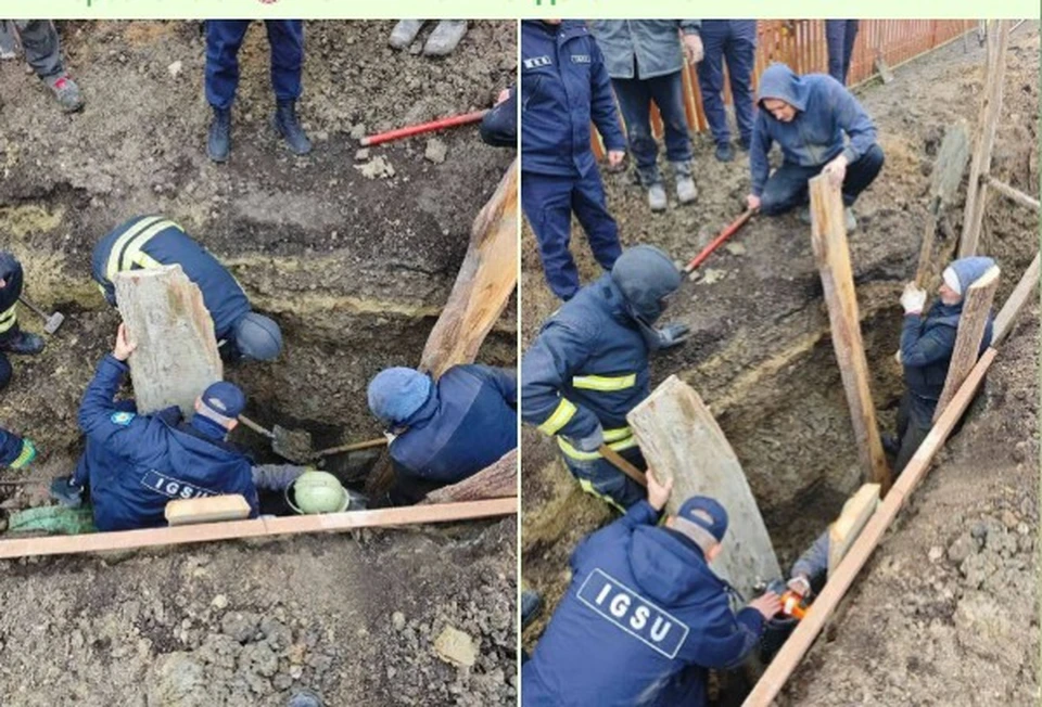Вытаскивать бедолагу из-под земли пришлось спасателям. Фото: ГИЧС