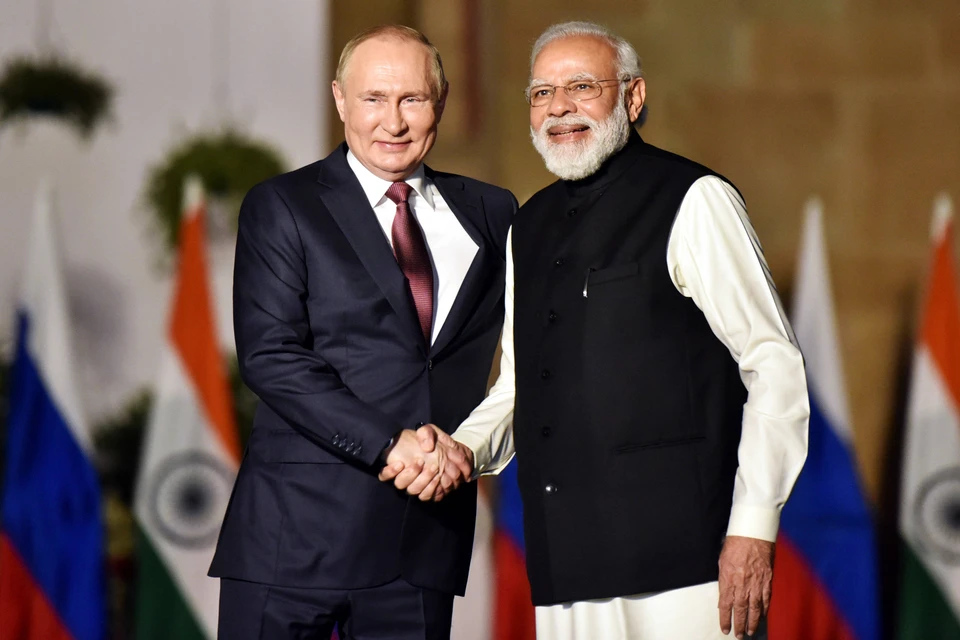 Президент России Владимир Путин и премьер-министр Индии Нарендра Моди