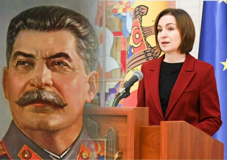 У Майи Санду культ личности покруче, чем был у Иосифа Виссарионовича. Коллаж КП
