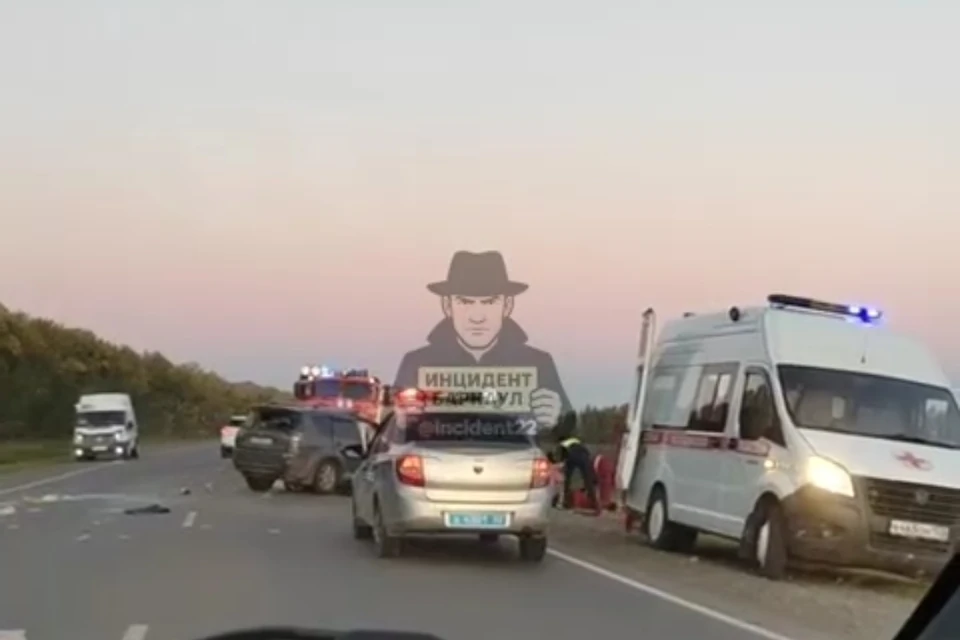 Место аварии. Скриншот видео "Инцидент Барнаул"