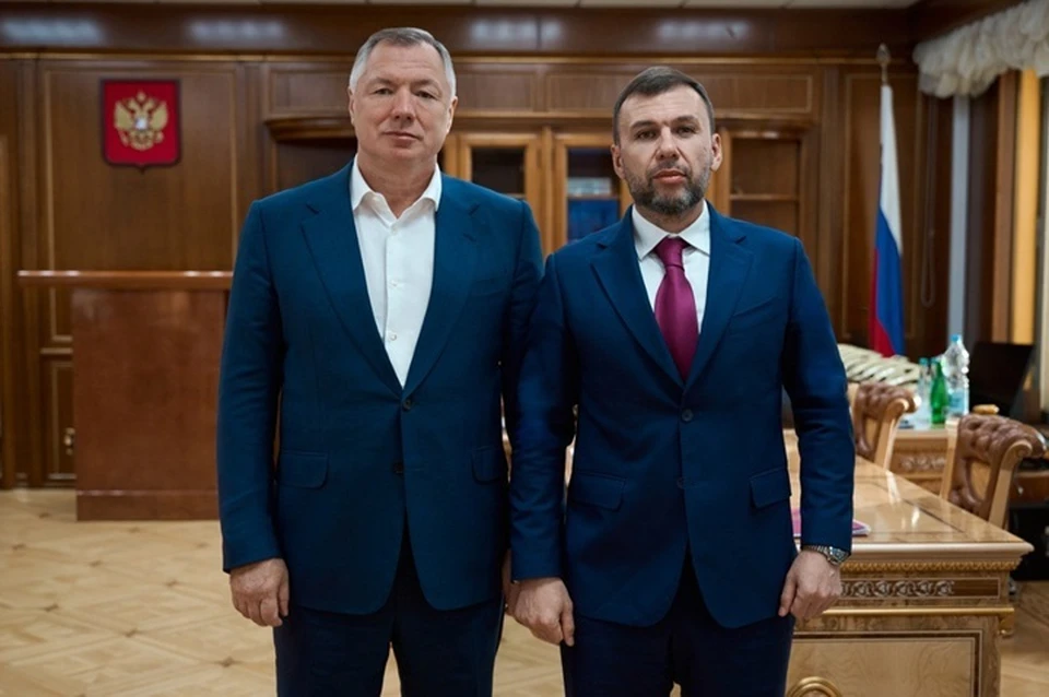 Хуснуллин и Пушилин обсудили подготовку ДНР к зиме. Фото: ТГ/Хуснуллин