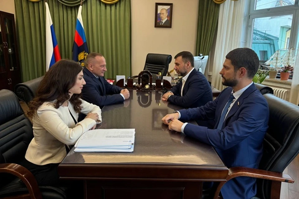 Пушилин и Волошин обсудили бюджетную дисциплину с замруководителя казначейства. Фото: ТГ/Волошин