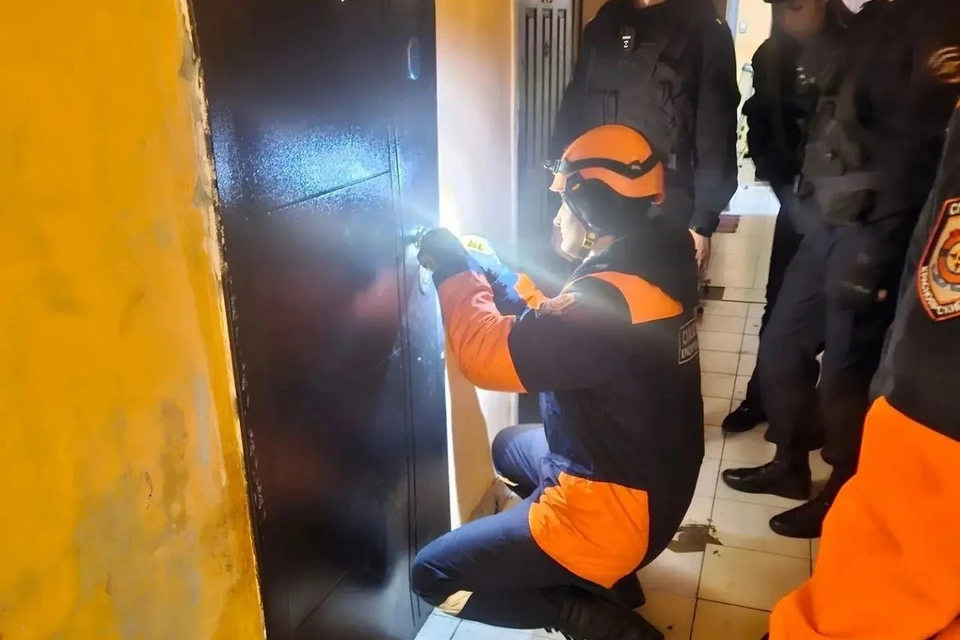 В Красноярске пока спасатели вскрывали квартиру, мужчина выпал из окна. Фото: КГКУ "Спасатель"